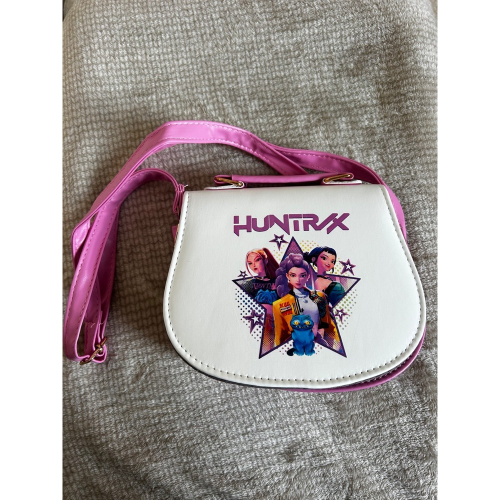 HUNTRAX Girls Crossbody Bag Pink White  Saddle Purse Small Handbag